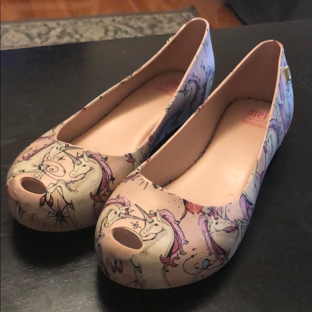 Mel by Melissa Unicorn Pink Flats Size 3